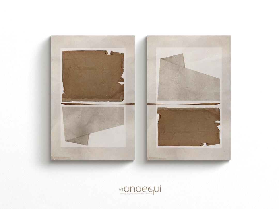 Gallery Wall Art Set of 2 | Neutral Textured Abstract Prints | Wabi ...