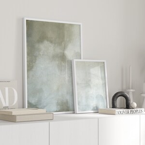 Wabi Sabi Abstract Printable Wall Art Set of 2 Soft Aqua Seafoam Green ...