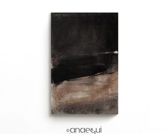 Wabi Sabi Art Painting, Black Earthy Tones, Modern Abstract Wall Art (Digital Download)