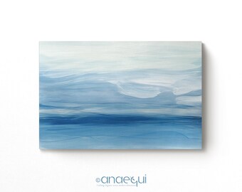 Muted Blue Abstract Landscape Art Print, Minimalist Wall Decor (Digital Download)