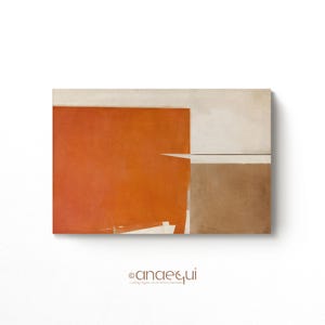 Wabi Sabi Digital Abstract Art Print, Abstract Painting, Organic Texture, Orange & Beige, Minimalist Japandi Style Wall Decor