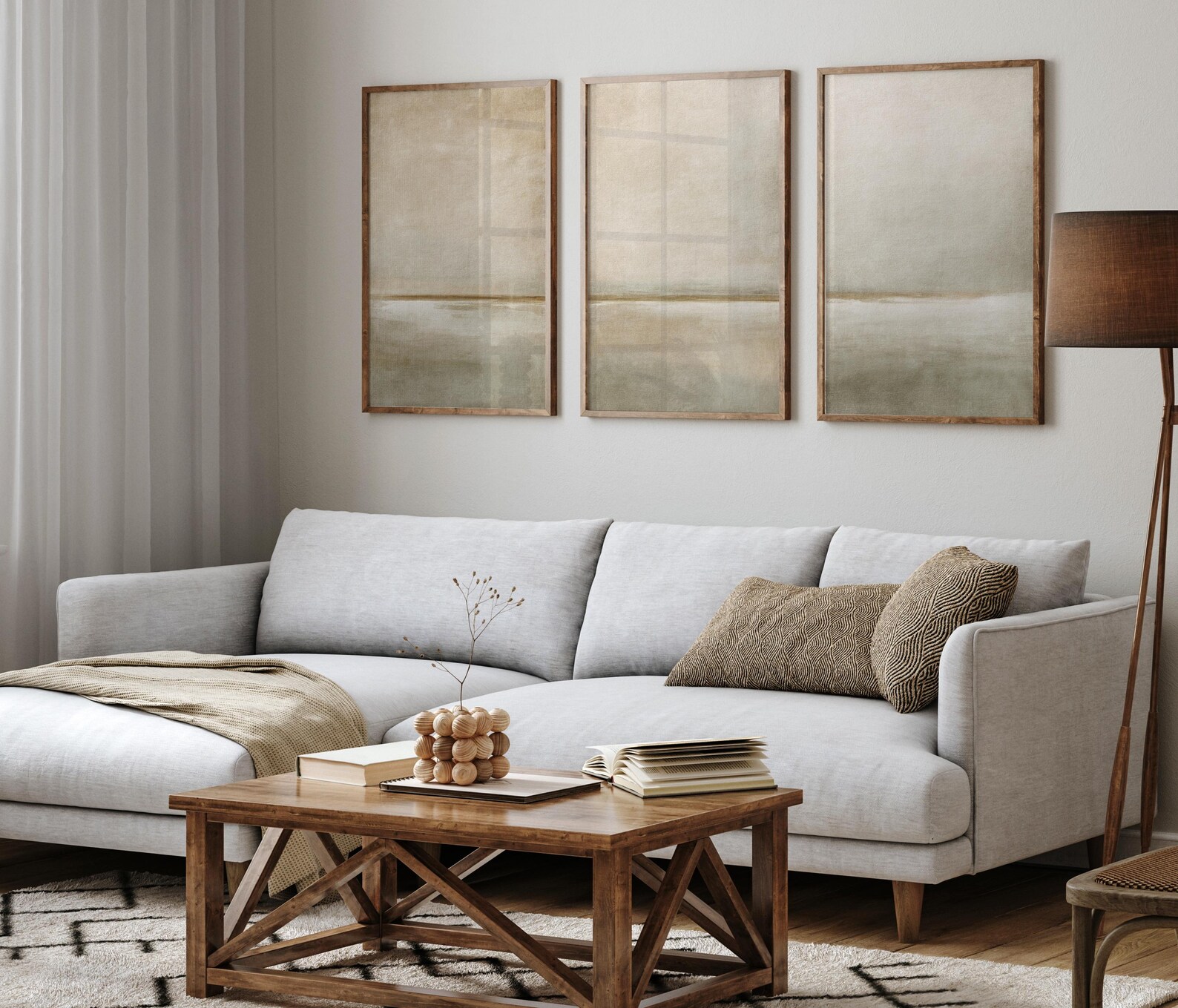 Modern Neutral Abstract Printable Wall Art Set of 3 Muted Beige & Cream ...