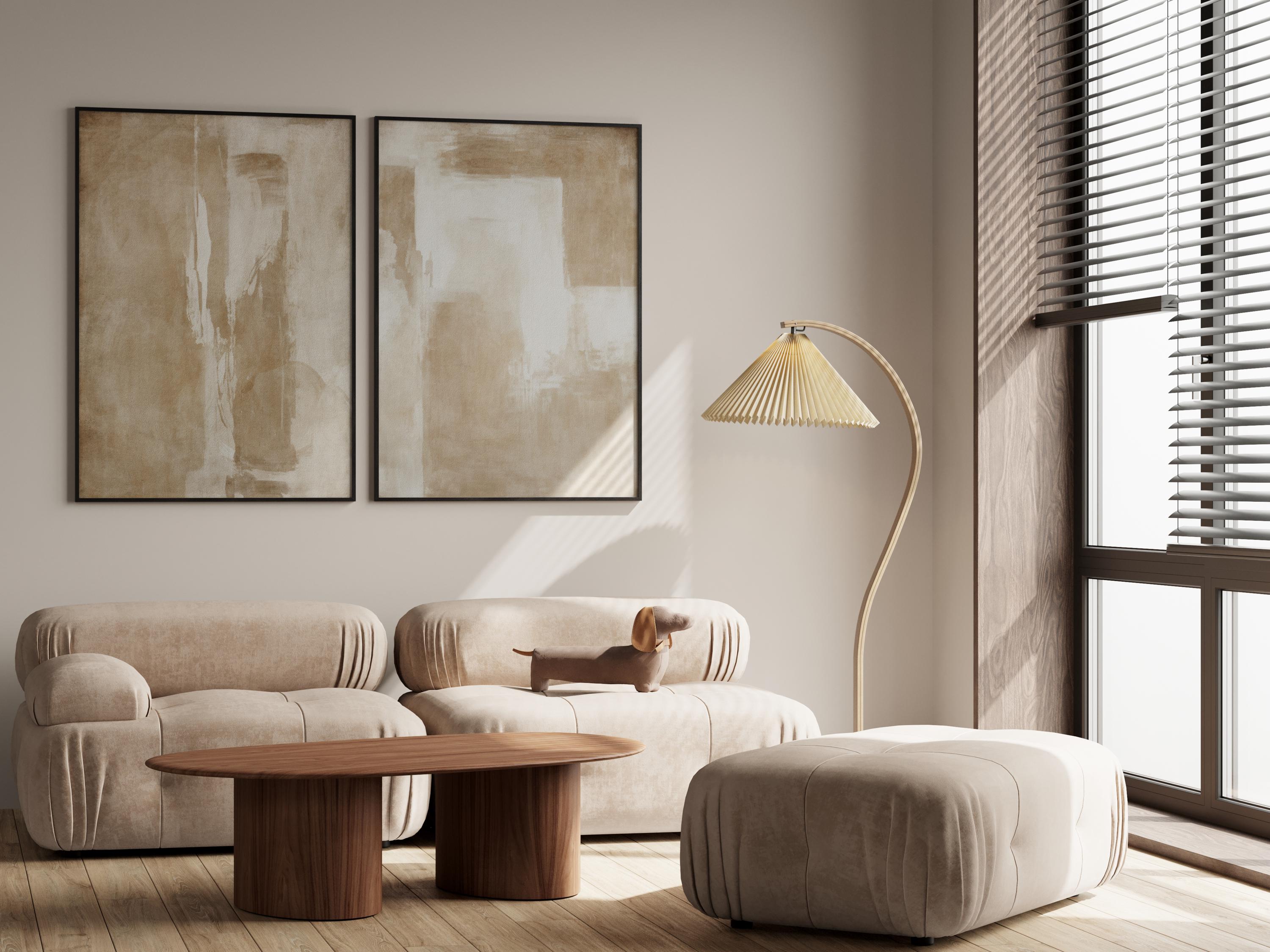 Modern Neutral Wabi Sabi Wall Art of 2 Organic Earthy Beige Print Set ...