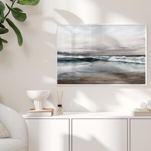 Abstract Seascape Print | Muted Pastel Coastal Wall Art (digital ...
