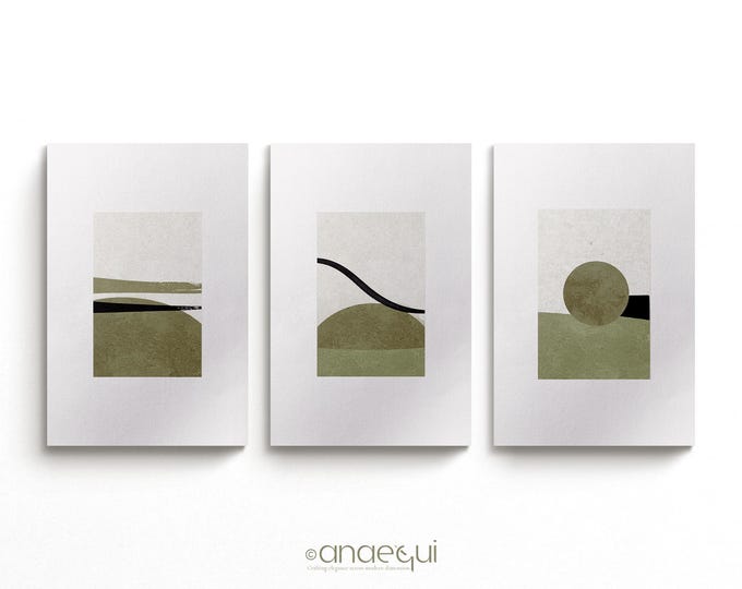 Set of 3 Piece Sage Green Japandi Wall Art Printable, Wabi Sabi Home ...