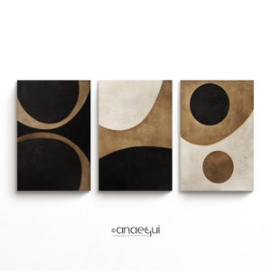Japandi Wabi-Sabi Wall Art Set of 3 Minimalist Abstract Neutral Triptych Print, Modern Boho Digital Download for Living Room Decor