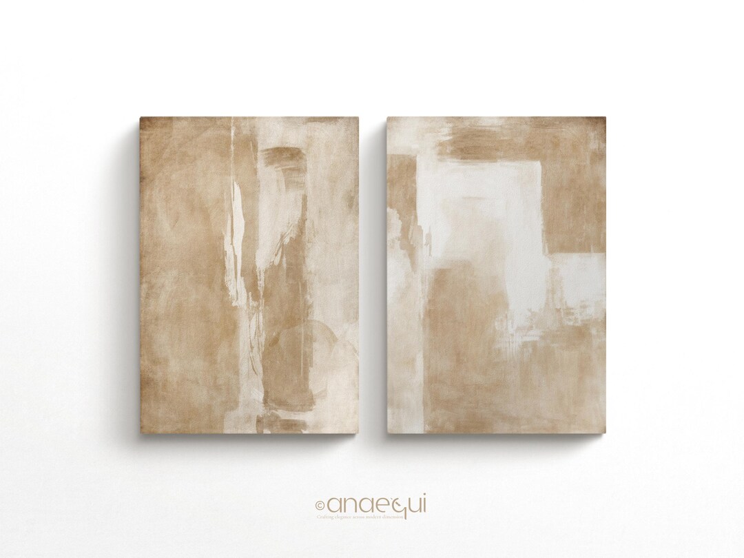 Modern Neutral Wabi Sabi Wall Art of 2 Organic Earthy Beige Print Set ...
