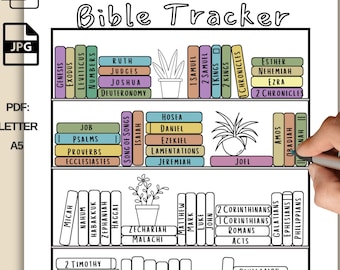 Bücher der Bibel Lese-Tracker Bibel Färbung Checklist Seite Bibel Bücherregal Journal Log Bibelleseplan christliche Hingabe Printable
