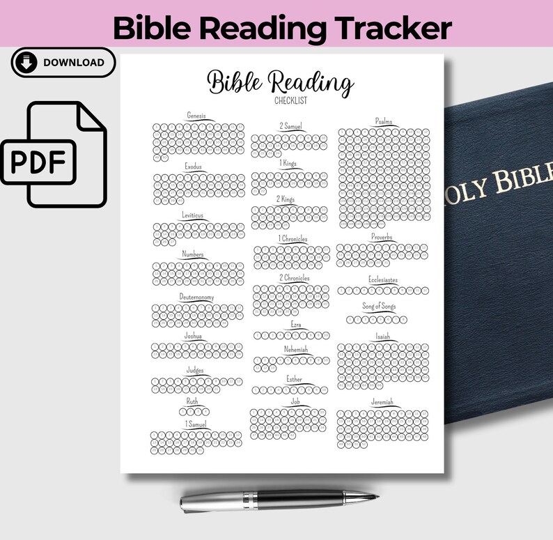 Bible Reading Checklist Tracker Daily Bible Reading Plan One Chapter ...