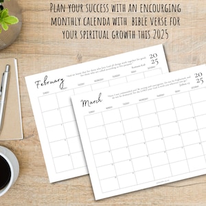 2025 Monthly Calendar Printable for Christian Simple 12 Month