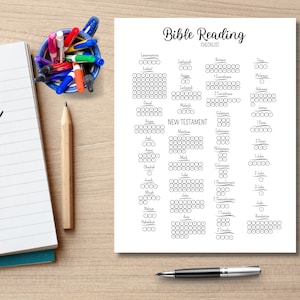 Bible Reading Checklist Tracker Daily Bible Reading Plan One Chapter ...