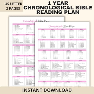 Plan de lecture biblique chronologique, modèle de journal imprimable pour femmes, guide d'étude pour la croissance spirituelle, méditations bibliques à télécharger
