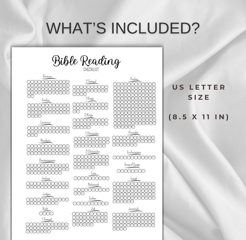 Bible Reading Checklist Tracker Daily Bible Reading Plan One Chapter ...
