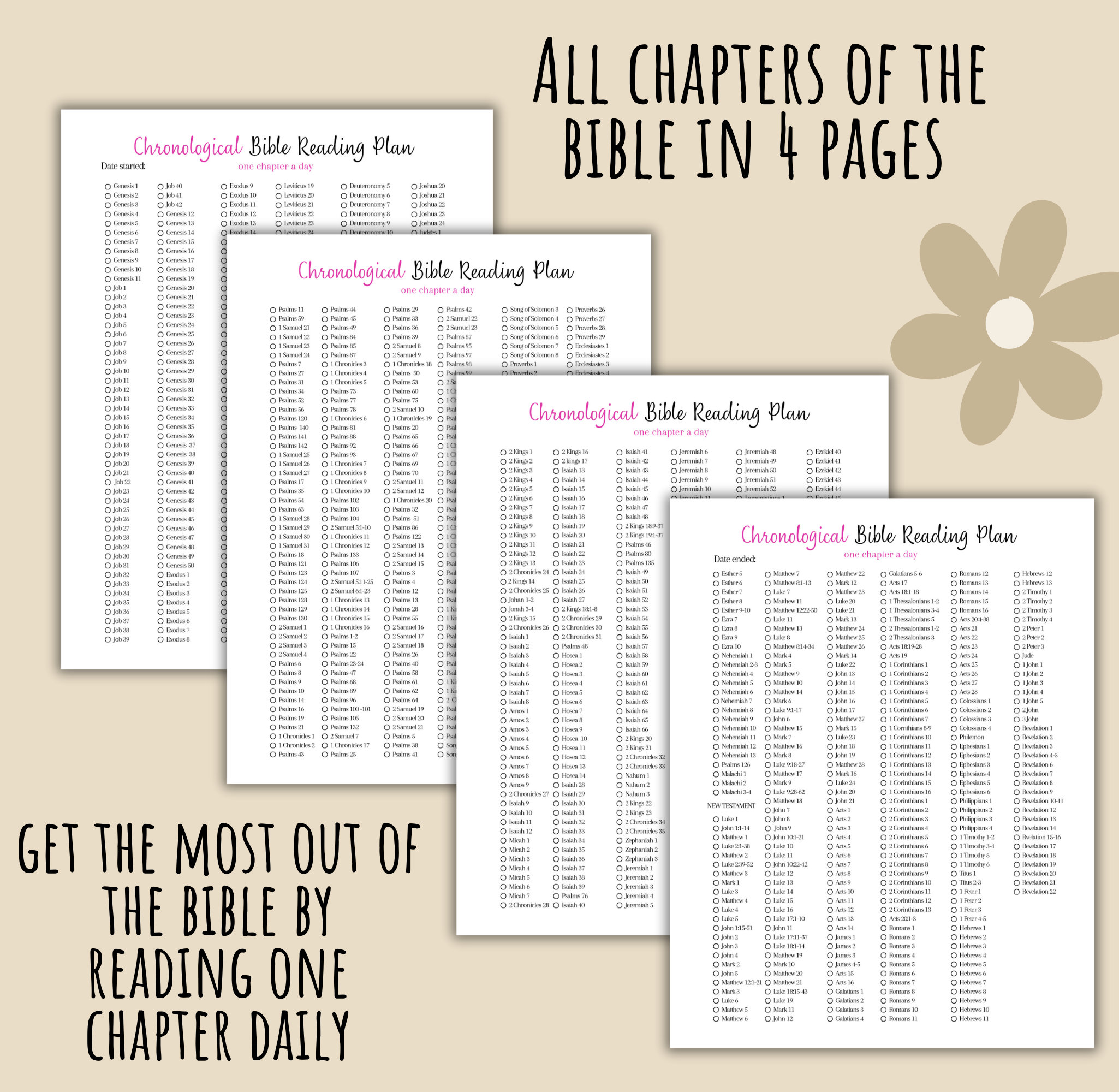 Chronological Order Bible Reading Plan Template Bible Study Guide Checklist Bible Reading
