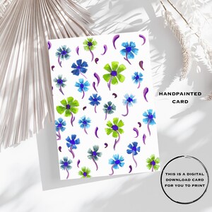 Carte florale imprimable numérique | Carte de voeux aquarelle, anniversaires, fête des mères, merci et toute occasion, vierge à l'intérieur, 2 tailles