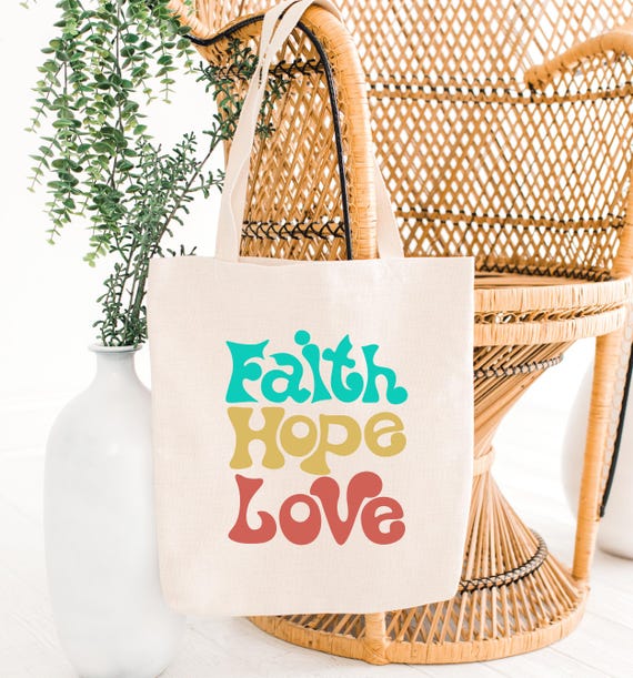 Faith Hope Love Religious Cotton Tote Bag Faith Hope Love Religious Cotton Tote Bag