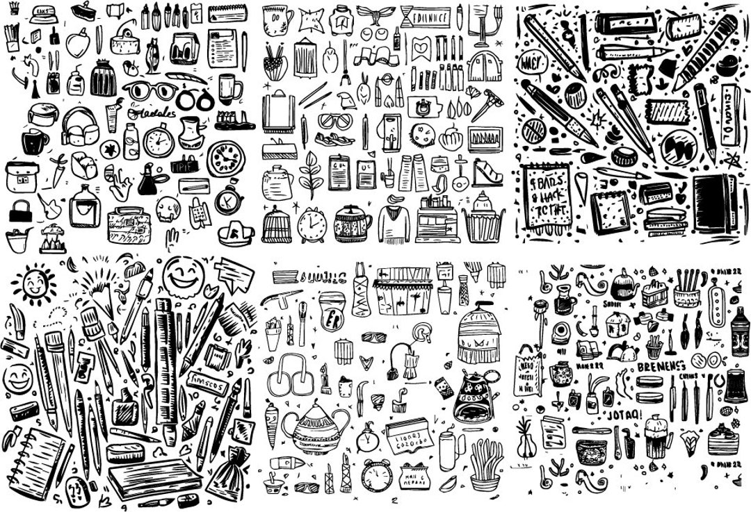 Random Object Drawing Graphics Various Doodle Sketch Random Object Vector Design Elements - Etsy