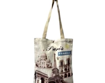 Bolso de mano con motivo de lugares históricos famosos de París.