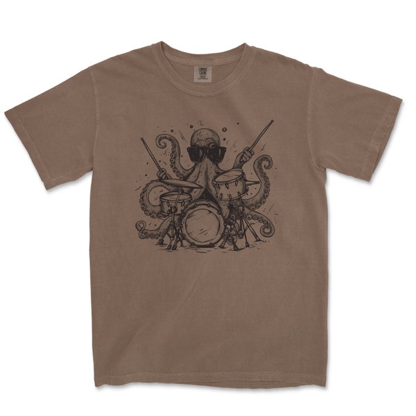 Octopus Playing Drums T-Shirt, Funny Drummer Dad Shirt, Gift Band Music Lover, Drumming Musician Tshirt, Cool Graphic Tee