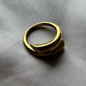 18k vergulde sterlingzilveren 925 ring glanzend glanzend omvangrijke aanslag gratis verstelbare aanpasbare geschenkdoos voor haar