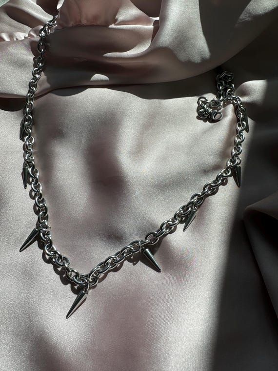Spike Chain Necklace Stainless Steel | Multi Spike Cable Chain
