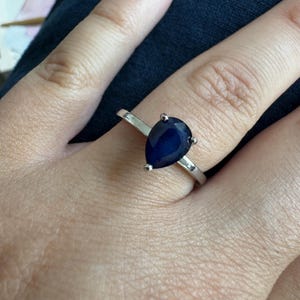 anello in argento sterling con zaffiro, pietra blu a forma di goccia, matrimonio, fidanzamento, confezione regalo per lei, anti-ossidazione, ipoallergenico, impermeabile