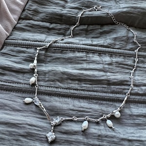 sterlingzilveren 925 choker ketting kort met kleine parels en zirkonen, aanslagvrij, bruiloft, jubileum, waterdicht, geschenkdoos voor haar