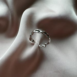 getextureerde ring sterlingzilver 925, open, verstelbaar, aanpasbaar, vrij van aanslag, waterdicht, hypoallergeen, geschenkdoos voor haar