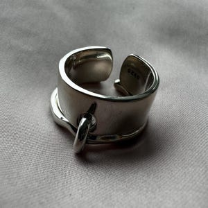 dubbele ring sterlingzilver 925 glanzend glanzend omvangrijk bezoedelen gratis unisex verstelbaar aanpasbaar cadeauset voor haar voor hem rock punkstijl