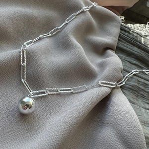 lange Halskette aus Sterling Silber 925 mit Kugelanhänger, Geschenkbox für sie, Geschenkbox für ihn, Unisex, lange Kette, geschichtet, multi style