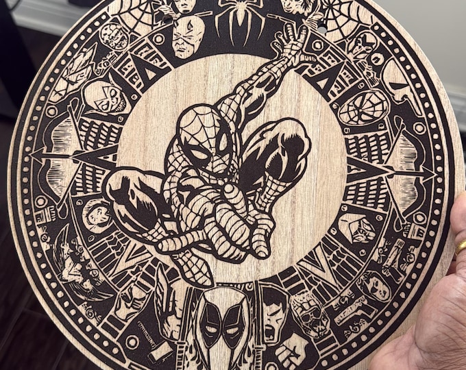Marvel Superhero Engraved Wall Art | Laser Engraved Wooden Decor | Sci-Fi Gift | Devicedeco