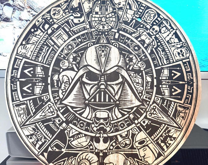 Darth Vader Wood Engraving | Star Wars Wall Art | Laser Engraved Wooden Decor | Sci-Fi Gift | Devicedeco