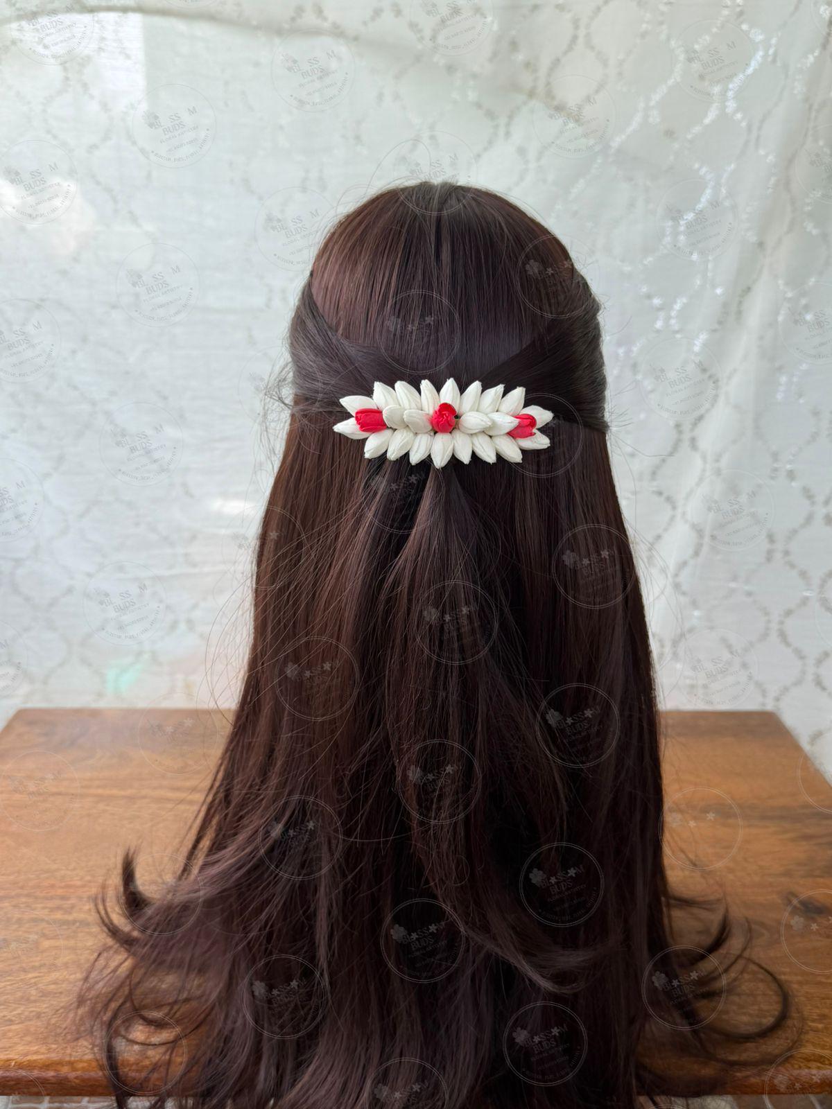 Artificial Jasmine Hair Clip, Silk Fabric Bridal Headpiece, Floral Barrette Accessory