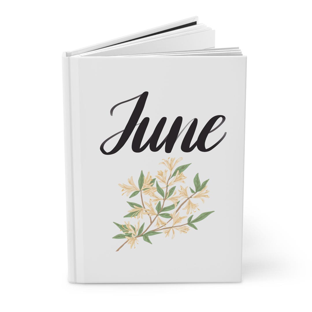 June Scripted June Script With Yellow Floral Branch Journal | Hardcover Matte - Etsy