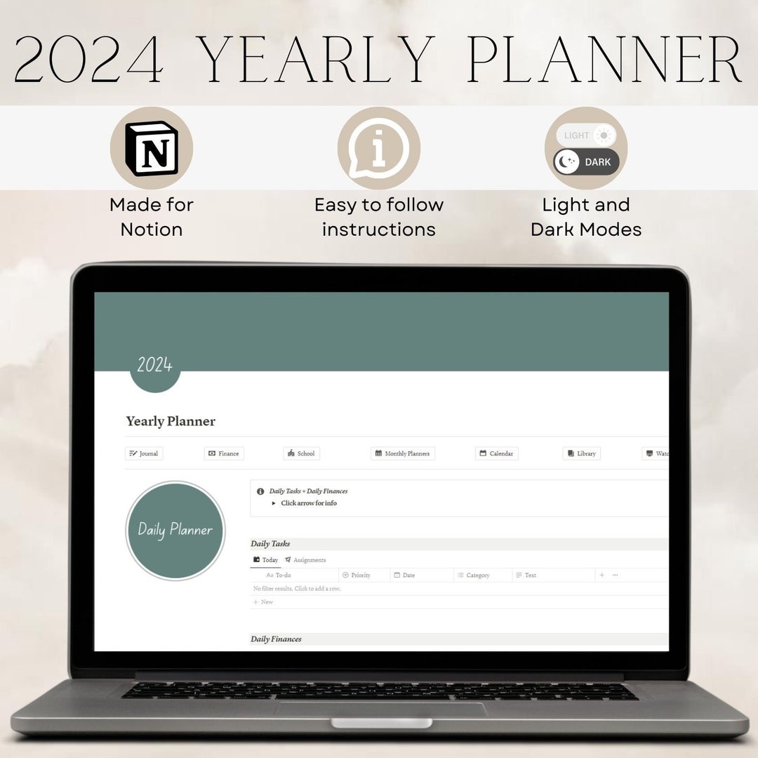2024 Notion Life Planner Template, All in One Notion Dashboard, Minimal ...