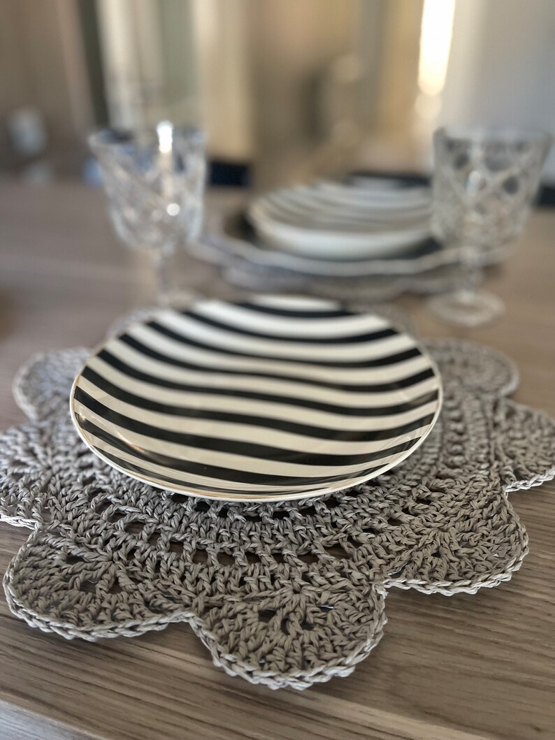 Handmade Table Mat, Crochet Supla Set, American Service, Dinner