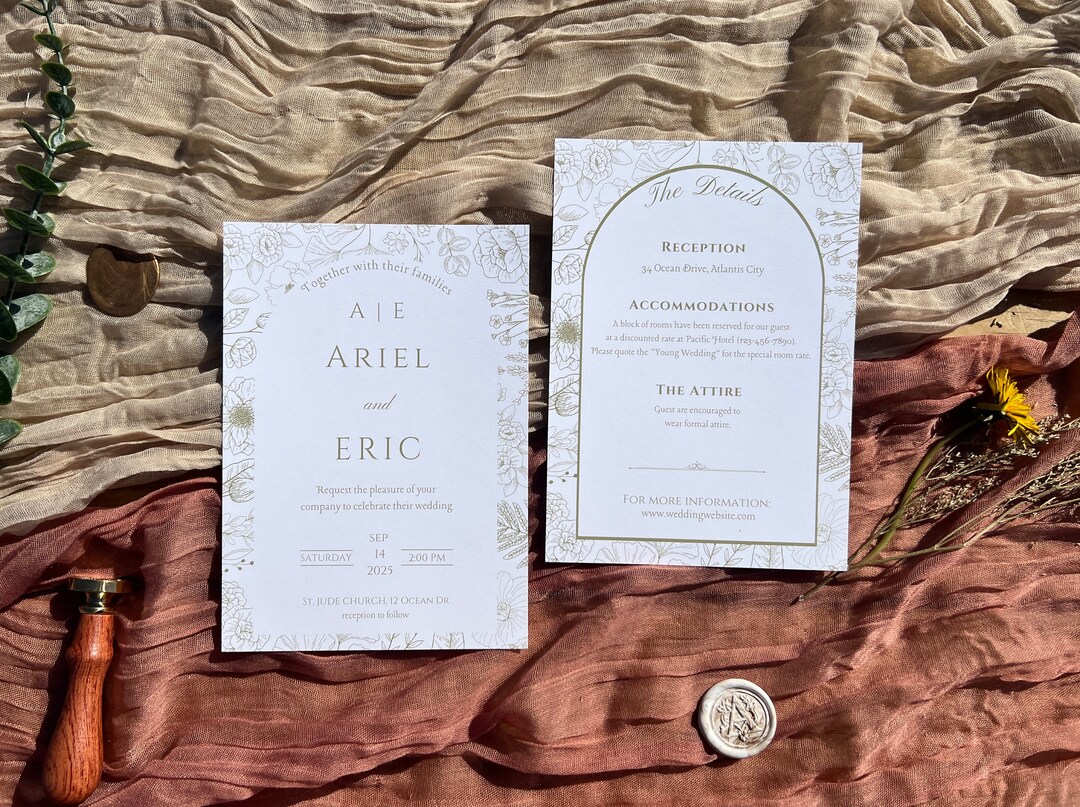 Editable Garden Wedding Theme Invitation Template on Canva - Etsy
