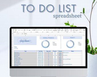 To Do List Template | Excel Planner Spreadsheet | Digit Task Tracker | Aesthetic That Girl Planner | Increase Productivity
