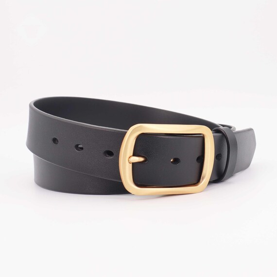 Handcrafted Genuine Black Leather Belts – Brushed Polish Pin  display picture 1