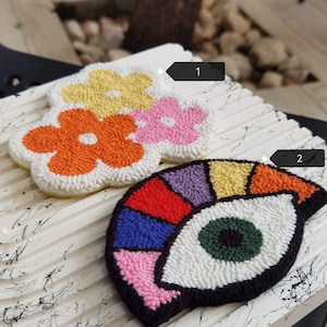 Handmade Punch Needle Coasters: Linen Coffee Table Decor