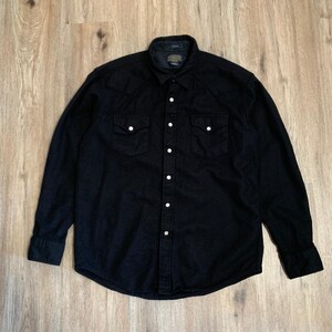 Camisa vintage Pendleton Canyon estilo western, em lã preta, final dos anos 90 - Tamanho Grande imagem 3