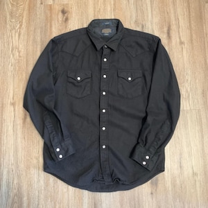 Vintage late 90s Pendleton Canyon wool western button up shirt in black - Large