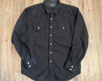 Vintage late 90s Pendleton Canyon wool western button up shirt in black - Large