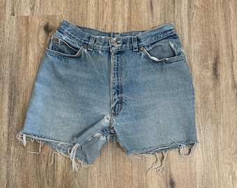 Vintage Levi's Misses Orangea Bomullsjeanshorts från 1980-talet - Storlek 12
