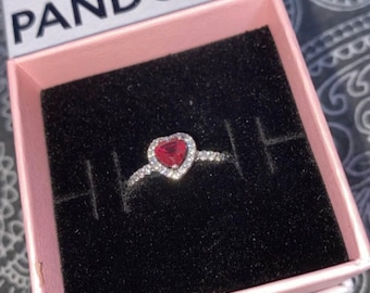 Pandora sparkling red elevated heart ring