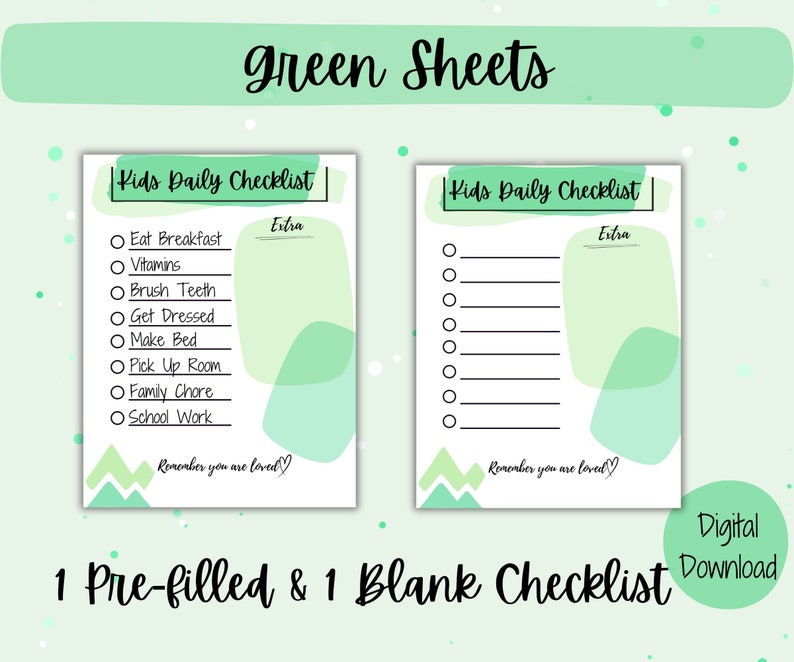 Kids Daily Checklist,customizable Kid Daily Checklist,kids Checklist ...