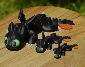 Flexi Toothless Dragon Figurine | HTTYD | 3 Sizes: Mini, Small, Large | Articulating 3D Printed Toy | How to Train Your Dragon-Inspired Gift