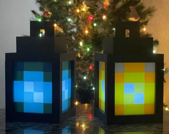 Pixelated Lantern Night Light | Gamer Room Decor | 3D Printed Soul Lantern | Kids Bedroom & Birthday Gift | Gaming-Inspired Night Lamp