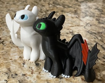 Toothless & Lightfury Cake Topper | HTTYD Dragon 3D Printed Decoration | Custom Birthday Cake Toppers for Kids | Movie Fans | Dragon Cake