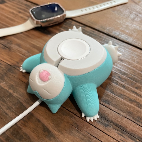 Base de carga para Apple Watch de Snorlax / Accesorio de escritorio inspirado en Pokémon / Base de carga única para Apple Watch / Regalo para fans